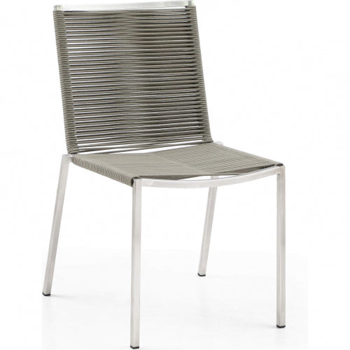 Rhea Outdoor Dining Chair in Stainless Steel & Light Brown Rope (Set of 4) by Whiteline Modern Living