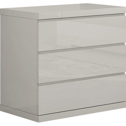 Anna 3 Drawer Single Dresser in High Gloss Light Grey Finish by Whiteline Modern Living