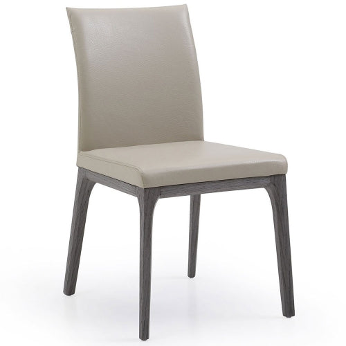 Stella Dining Chair in Taupe Leatherette on Oak Veneer (Set of 2) by Whiteline Modern Living