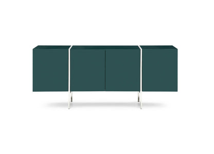 Struttura Buffet in High Gloss Dark Green & Polished Stainless Steel by Whiteline Modern Living