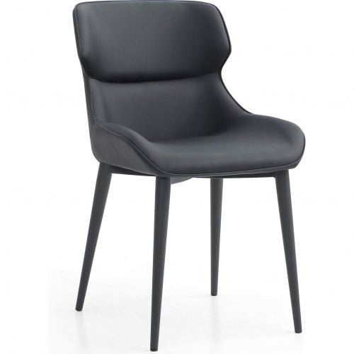 Morocco Dining Chair in Black Eco Leather & Black Sanded Steel by Whiteline Modern Living