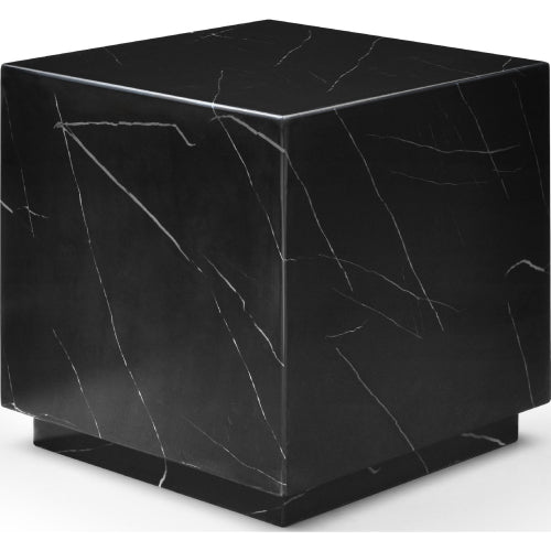 Iris Square Side Table in High Gloss Black Marble by Whiteline Modern Living