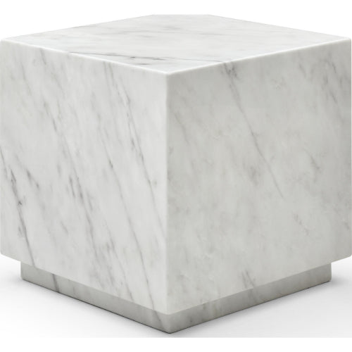 Iris Square Side Table in High Gloss White Marble by Whiteline Modern Living