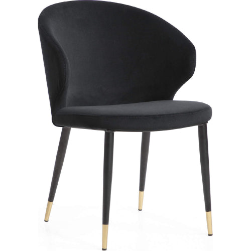 Gracie Dining Chair in Black Velvet, Black Steel & Gold by Whiteline Modern Living