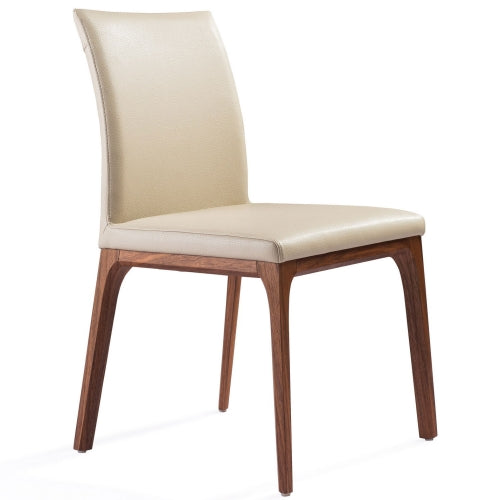 Stella Dining Chair in Taupe Leatherette on Walnut Veneer Base (Set of 2) by Whiteline Modern Living