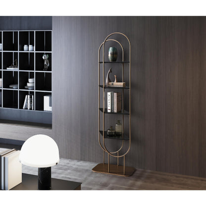 Koda Oval Bookcase Divider in Brushed Bronze Steel & Black by Whiteline Modern Living