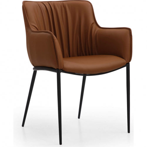 Tiffany Dining Arm Chair in Brown Eco Leather & Black Metal by Whiteline Modern Living