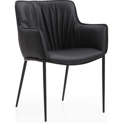 Tiffany Dining Arm Chair in Black Eco Leather & Black Metal by Whiteline Modern Living