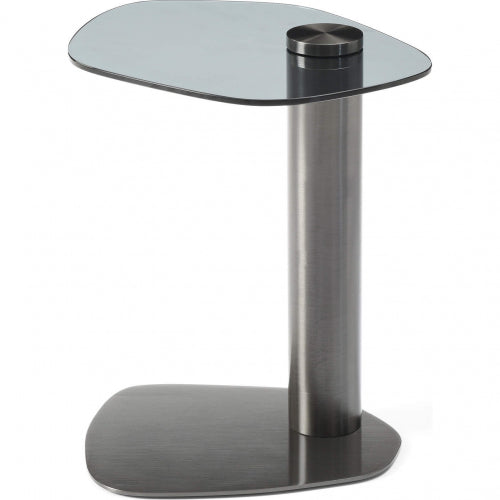 Lexi Side Table in Grey Glass & Brushed Stainless Steel by Whiteline Modern Living