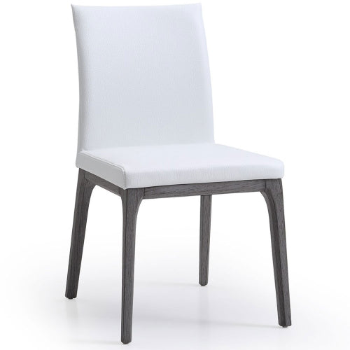 Stella Dining Chair in White Leatherette on Oak Veneer (Set of 2) by Whiteline Modern Living