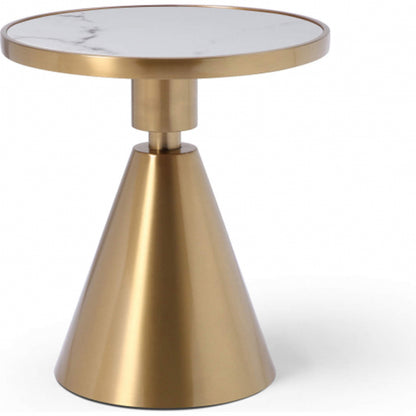 Pia Side Table in White Marble White & Gold on Gold Stainless Steel by Whiteline Modern Living