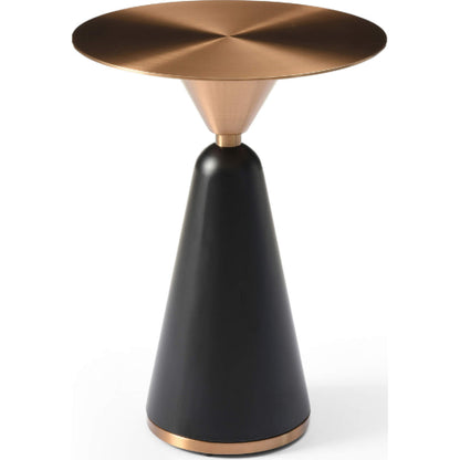 Zora Side Table in Brushed Brass Finish Stainless Steel & Black Metal by Whiteline Modern Living