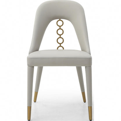 Liza Dining Chair in Light Grey Leatherette w/ 4 Rings in Gold Stainless Steel (Set of 2) by Whiteline Modern Living