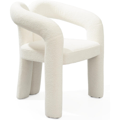 Mirage Dining Arm Chair in White Boucle Fabric by Whiteline Modern Living