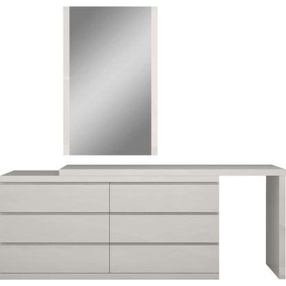 Anna Single & Double Dresser Extension in High Gloss Light Grey by Whiteline Modern Living