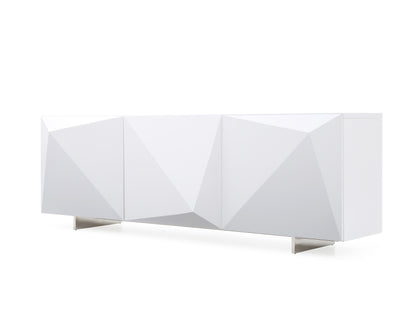 Geneva Buffet in High Gloss White & Polished Stainless Steel by Whiteline Modern Living