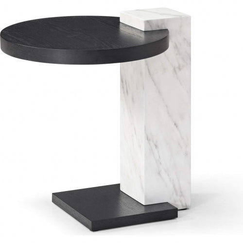 Mabel Side Table in Smoked Oak & Marble Paper on Wood by Whiteline Modern Living