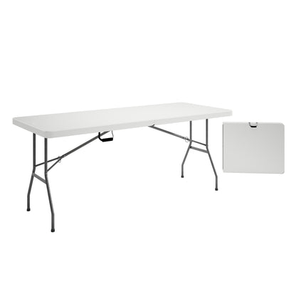 Techni Home 6 ft Granite White Folding Table with Easy-Carry Handle RTA-06FLT-WHT