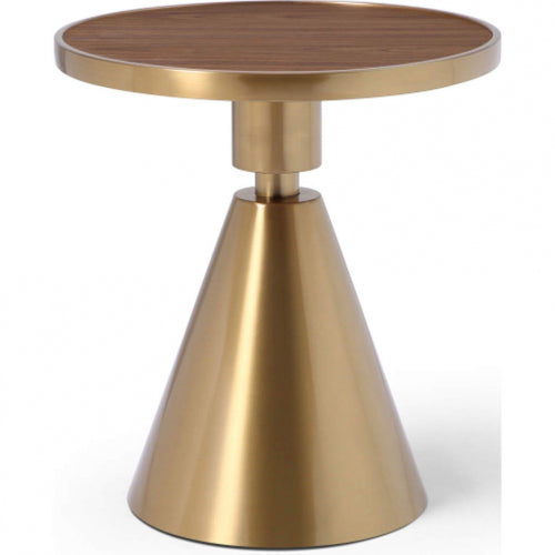 Pia Side Table in Walnut Veneer & Gold on Gold Stainless Steel by Whiteline Modern Living