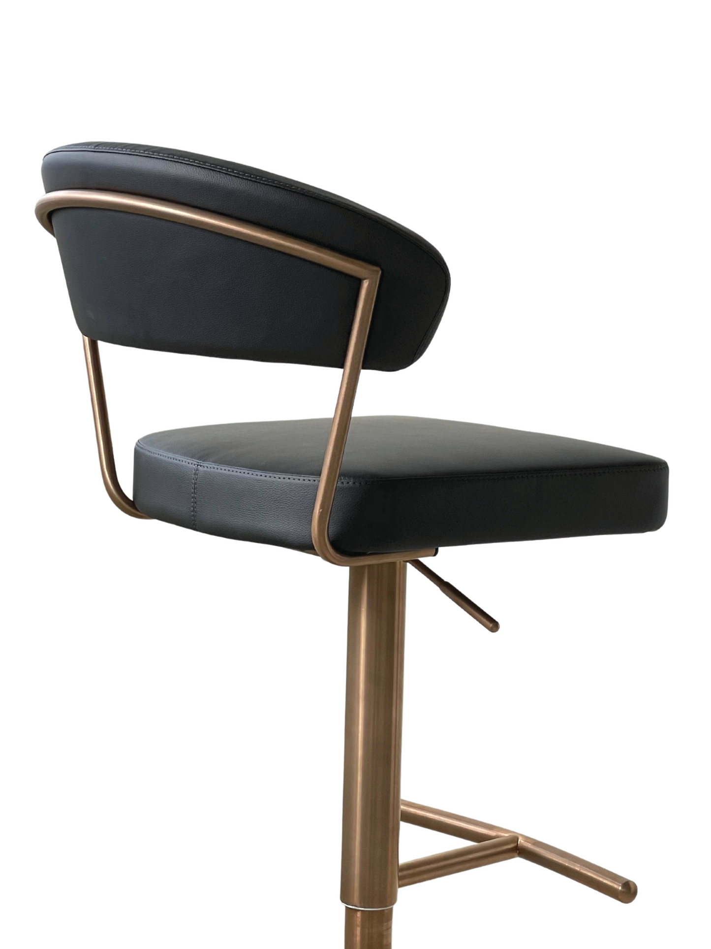 Nova Bar Stool in Black Leatherette & Rose Gold Stainless Steel by Whiteline Modern Living