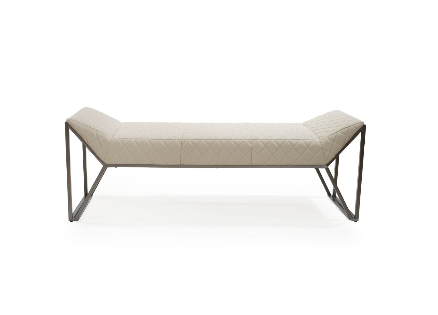 Mylo Bench in Light Grey Leatherette & Brushed Gun Black Steel by Whiteline Modern Living