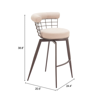 Outdoor Bar Stools – Brown Swivel Seat with Footrest