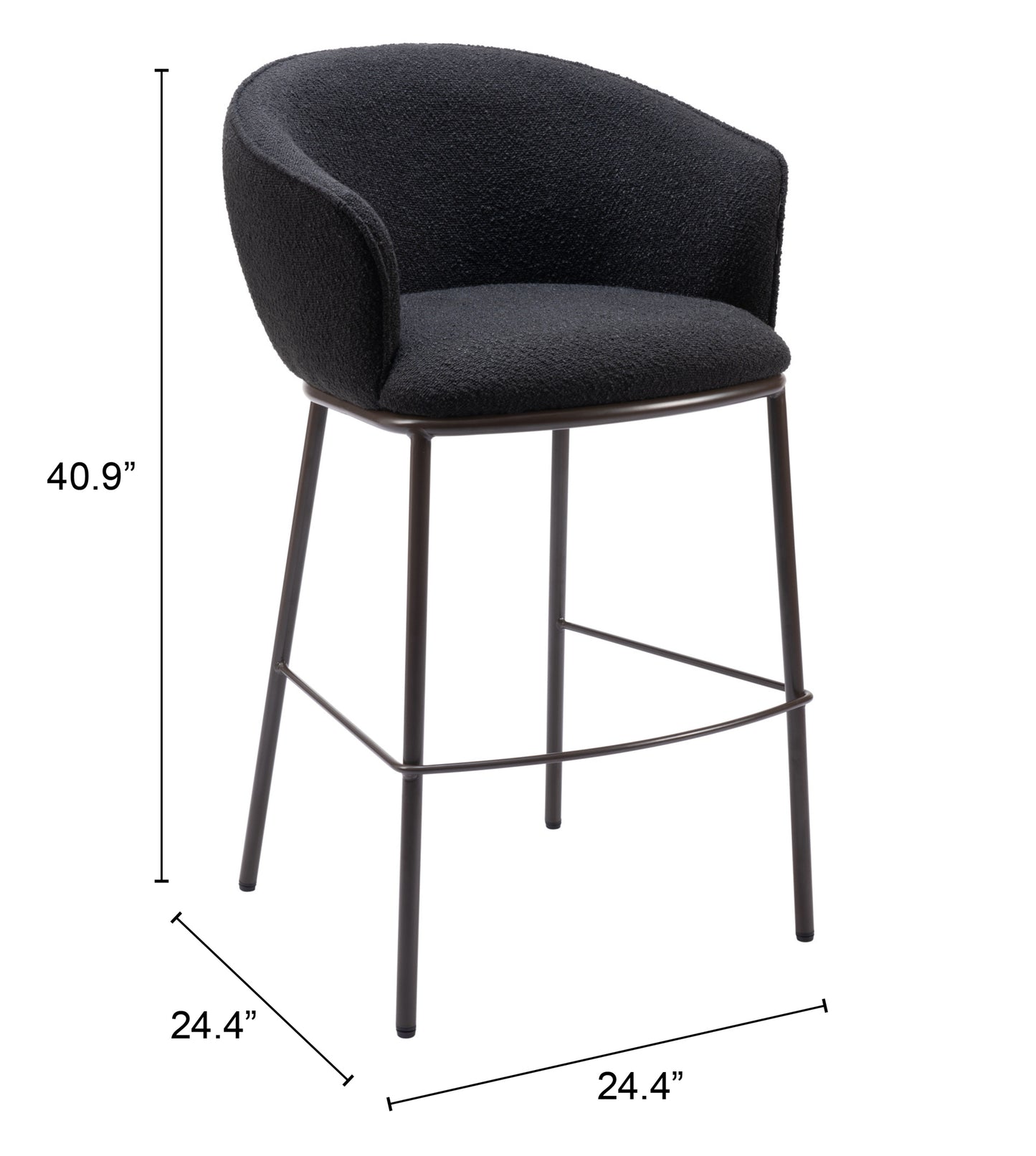 Counter Height Bar Stools – Essen Black Faux Leather with Bronze Legs