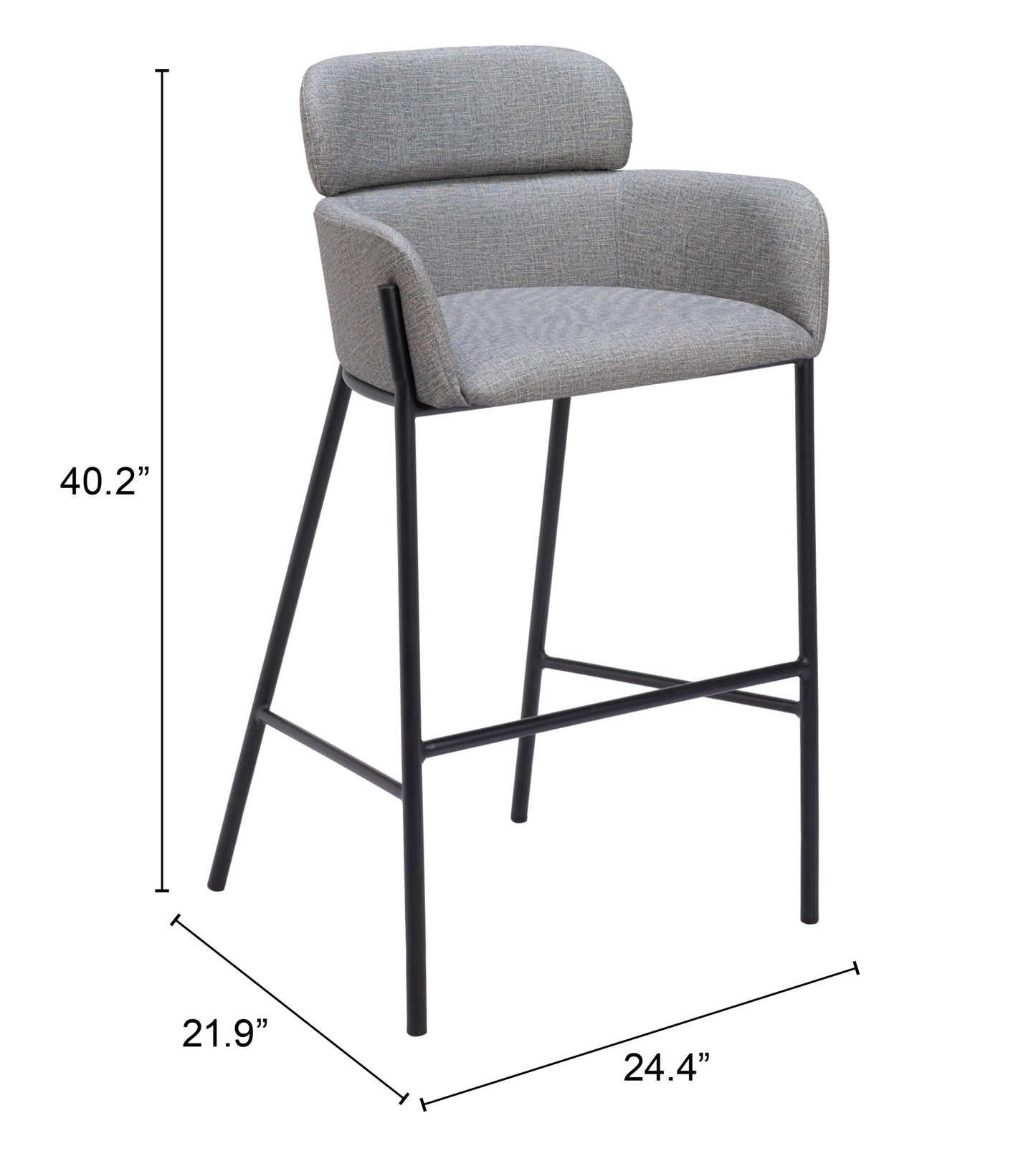 High Bar Stools – Bremor Slate Gray with Padded Seat & Metal Legs