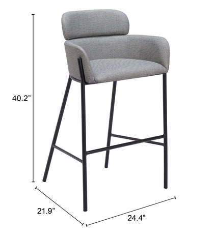 High Bar Stools – Bremor Slate Gray with Padded Seat & Metal Legs