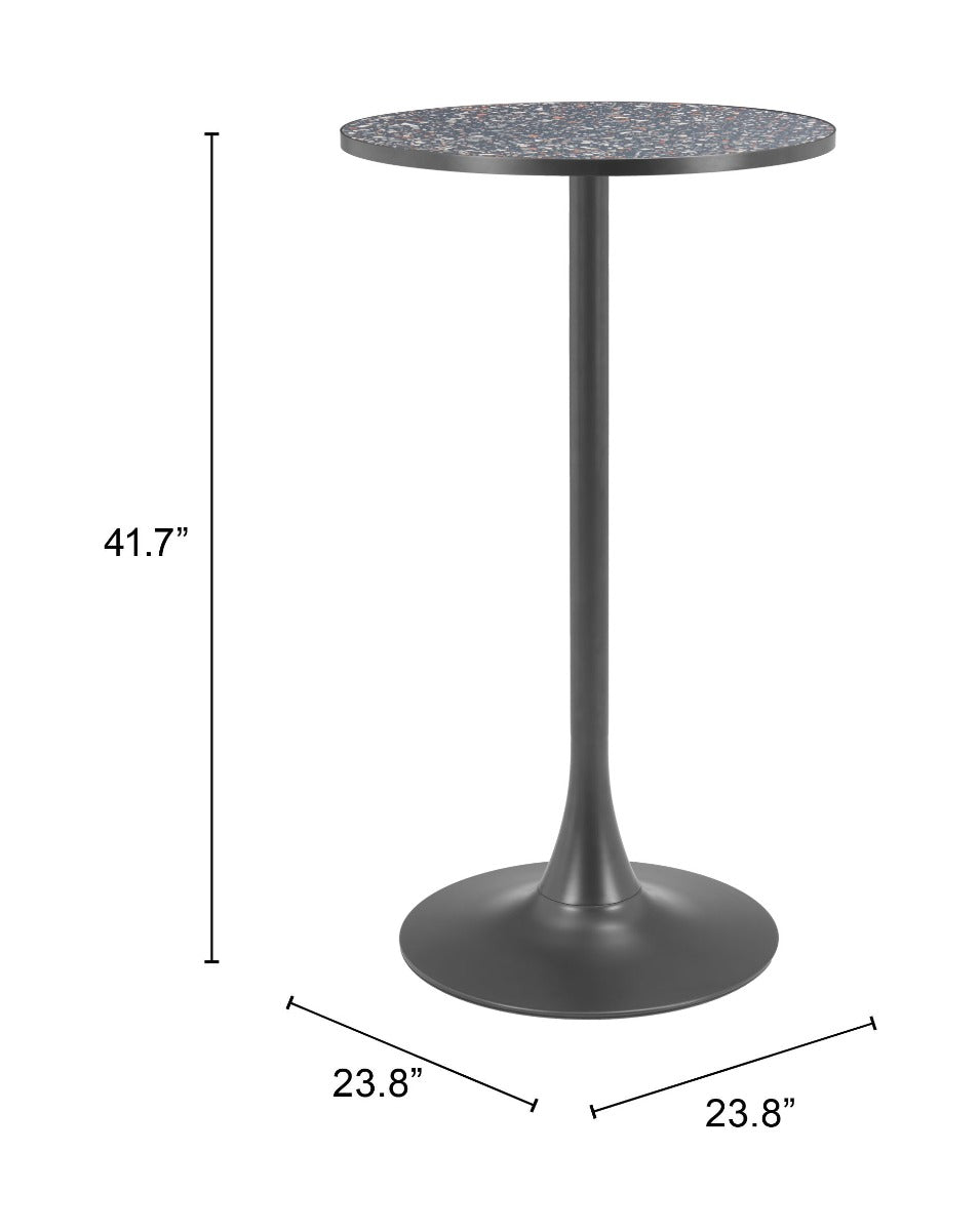Bite Black Bar Table – Modern Terrazzo-Style Square High-Top with Steel Base