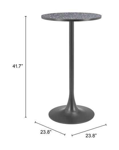 Bite Black Bar Table – Modern Terrazzo-Style Square High-Top with Steel Base