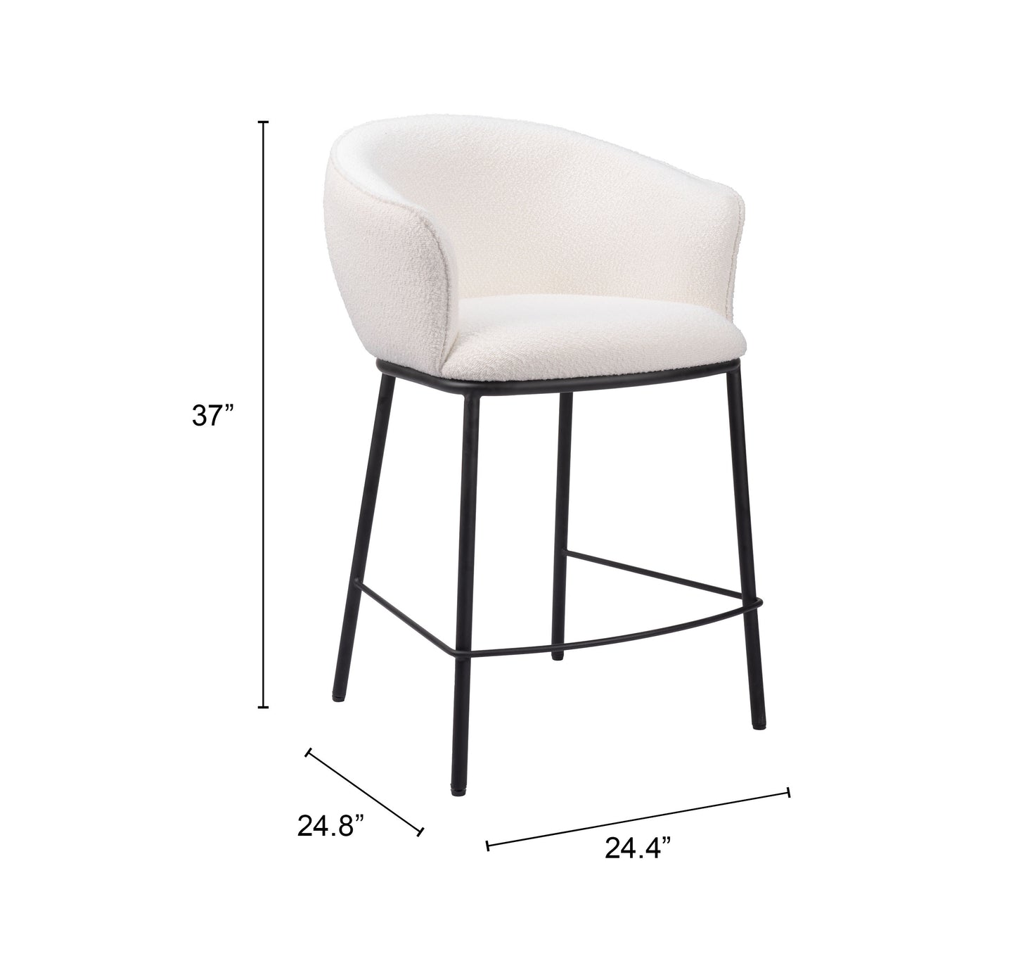 Essen Counter Stool in Ivory – Modern Teddy Fabric Bar Chair