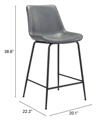 Byron Counter Stool in Gray – Modern Faux Leather Bar Chair