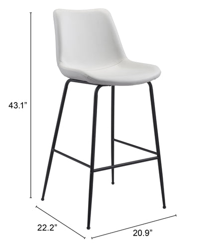 White Bar Chair – Bantry Swivel Seat with White Upholstery & Metal Base