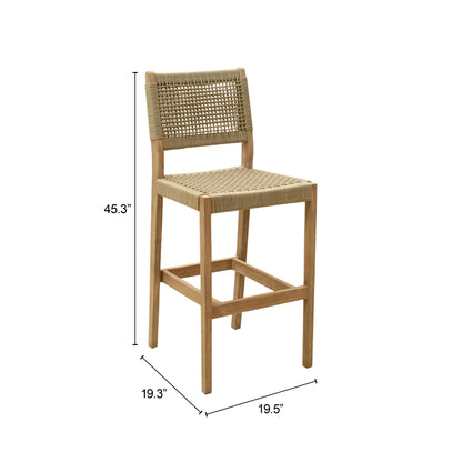 Corde Barstool in Beige with Natural Acacia Wood – Modern Counter Height Seating