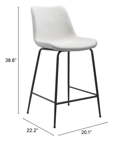 Byron Counter Stool in White – Modern Faux Leather Kitchen & Bar Chair