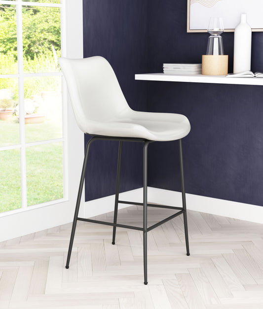Byron Counter Stool in White – Modern Faux Leather Kitchen & Bar Chair
