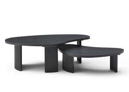 Pam 34" Coffee Table in Black Oak & Matte Black Ribbed Wood by Whiteline Modern Living