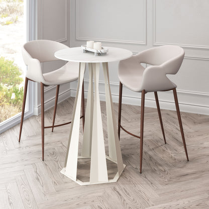 Axis Bar Table in White – Modern Faux Marble Bar-Height Table