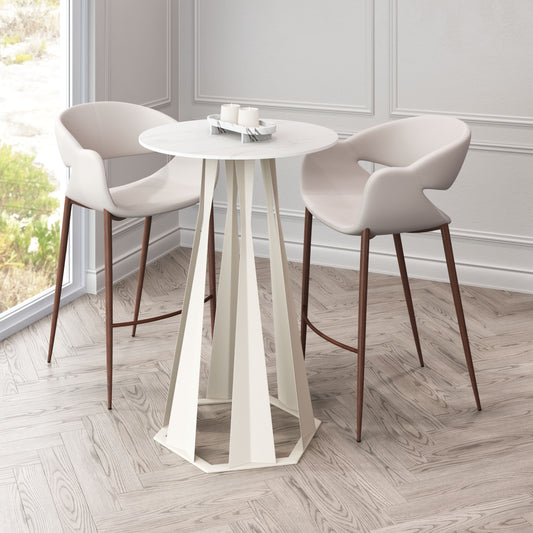 Axis Bar Table in White – Modern Faux Marble Bar-Height Table