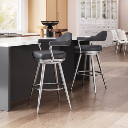Swivel Counter Stools –Upholstered Keppel Stool in Brown