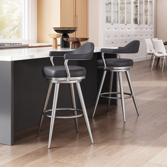 Swivel Counter Stools –Upholstered Keppel Stool in Brown