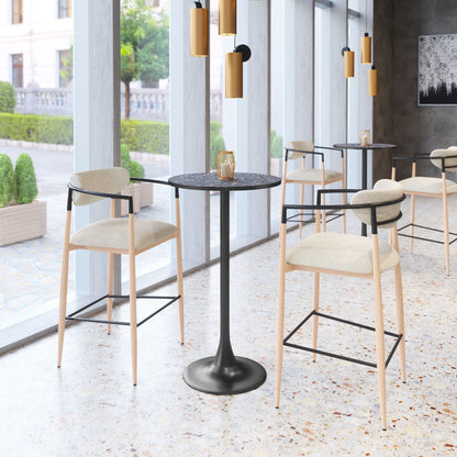 Bite Black Bar Table – Modern Terrazzo-Style Square High-Top with Steel Base