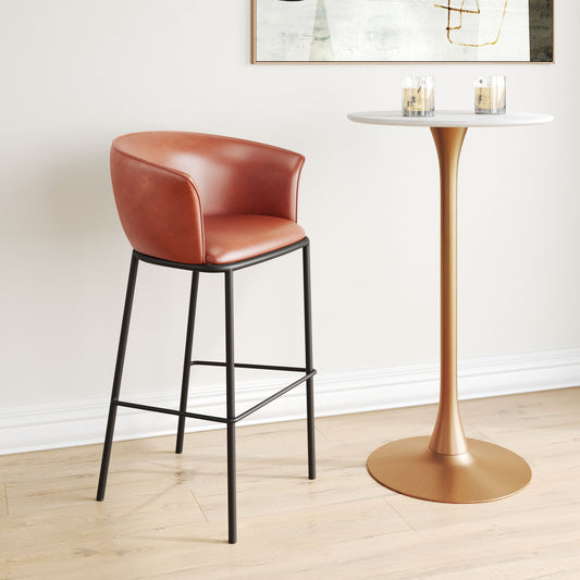 Kitchen Counter Stool –Garston Brown Bar Chair with Back