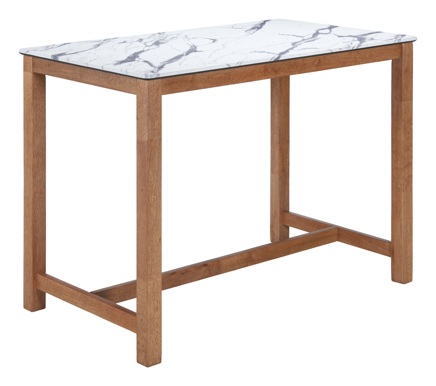 Fein White Counter Table – Modern Faux Marble & Rubberwood Dining Table