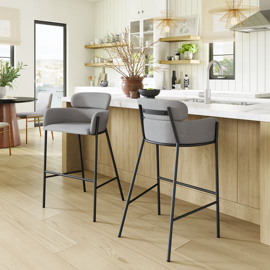 High Bar Stools – Bremor Slate Gray with Padded Seat & Metal Legs