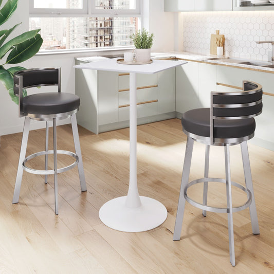 Valleta Bar Table in White – Modern Pedestal High-Top Table