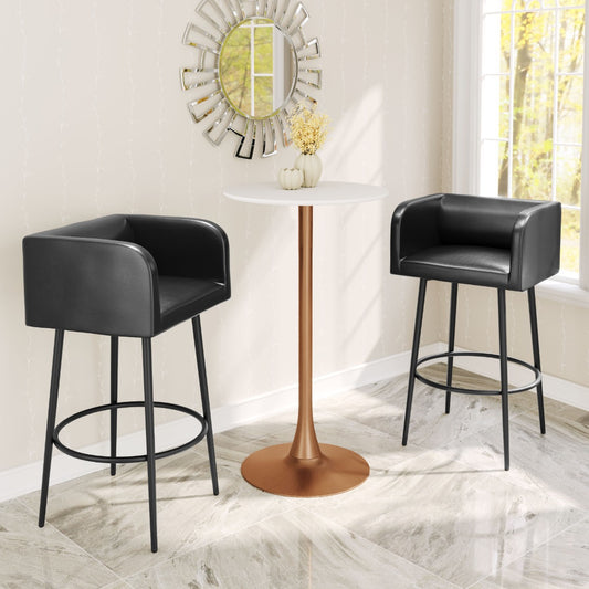 Auray White & Gold Bar Table – Modern Counter-Height Table for Home or Bar