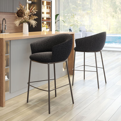 Counter Height Bar Stools – Essen Black Faux Leather with Bronze Legs