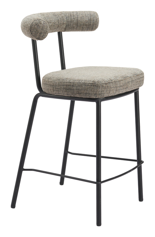 Kede Counter Stool in Green Tweed – Modern Chenille Fabric Kitchen & Bar Chair
